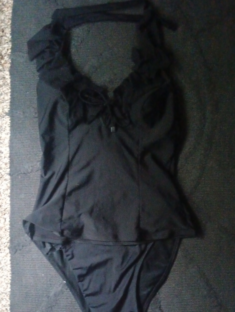 Be Creative Black Ruffled Halter One-Piece Swimsuit Sz 10